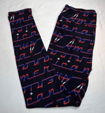 NEW LuLaRoe OS Leggings BLACK USA America Military Flag STAR Patriotic Stripe