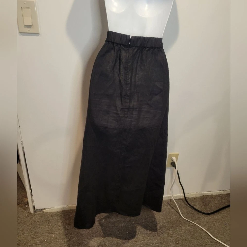 Muji Mujer Talla M 100% Cáñamo Negro Falda Bolsillos. Pequeño defecto Foto 3 de 4