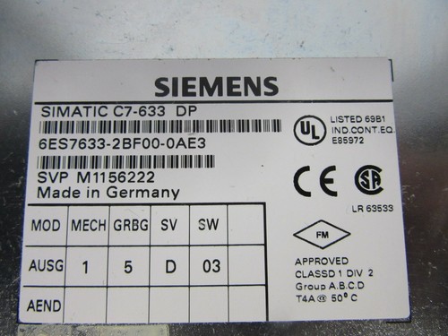 Siemens Simatic C7-633 DP 6ES7633-2BF00-0AE3 Operator Panel - Picture 3 of 9
