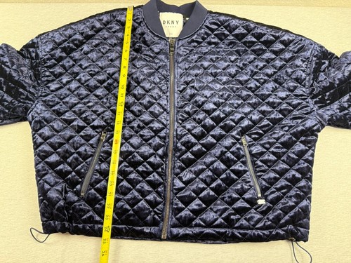 DKNY Sport Quilted Crushed Velvet Full Zip Solid Color Women's Coat NWT - Picture 3 of 4