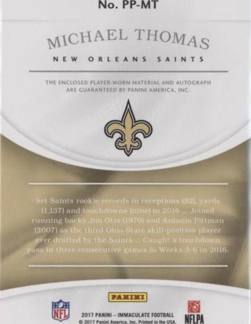 2017 Panini Immaculate Collection Michael Thomas #PP-MT