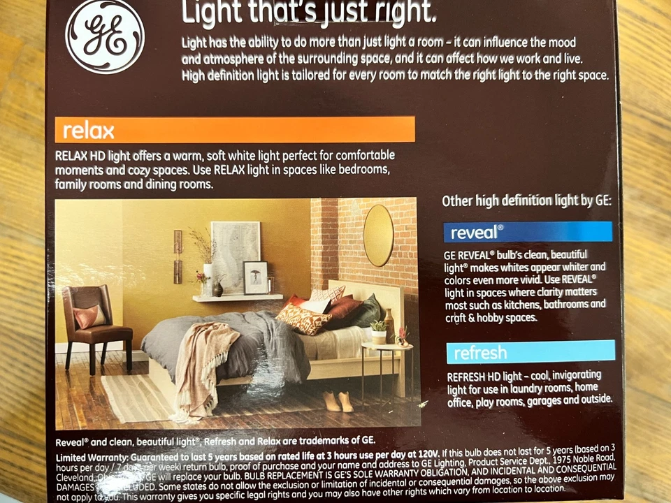 QTY 6 GE Lighting Relax HD LED Soft White Dimmable Light Bulbs 650 Lumens 40931 - Image 4 of 4