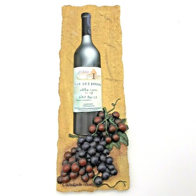 C. Wintenle Olson 3D Wine Bottle with Grapes Wall Hanging Plaque Signed
