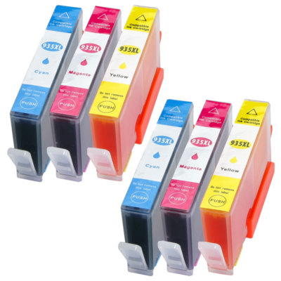 6 Druckerpatronen Farbe XL +Füllstand für HP Officejet 6820