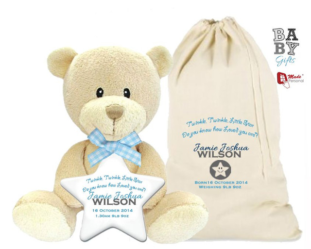 Personalised Baby Gift Teddy Bear with Keepsake Star & Gift Bag Personalised Baby Gift Teddy Bear with Keepsake Star & Gift Bag