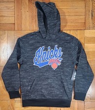 NBA New York Knicks Hoodie Kids Sz L 14/16 Gray Pullover Sweatshirt Graphic