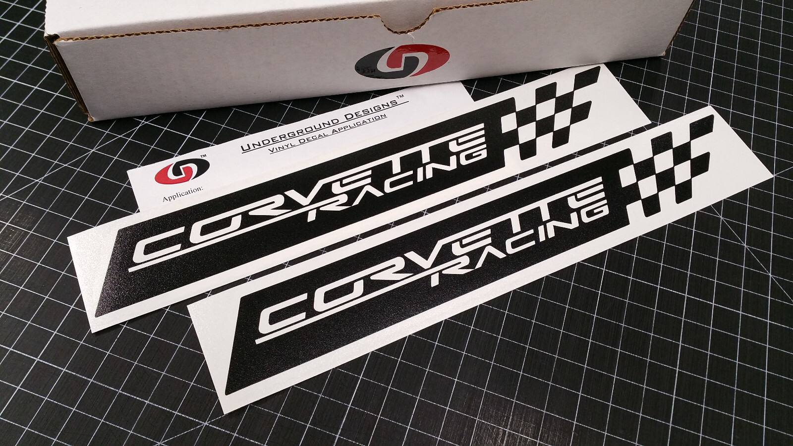 Corvette Racing Checkered Decals (2pk) C5 C6 C7 C8 Stickers Stingray Z06 LSX LTX - Picture 8 of 15