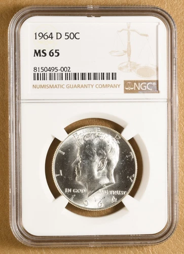 1964 D Kennedy Silver Half Dollar NGC MS65