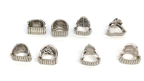 NEW! Paparazzi Stretchy Rings (Set of 8) Classic Black Chunky Layer Silver Toned - Picture 3 of 11