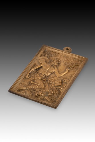 Devotional plaque with Saint Jerome. Bronze. Spanish school, 16th century. - Picture 2 of 3