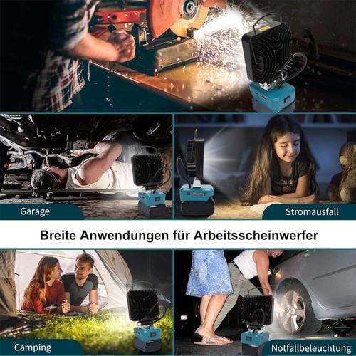 Lampada da lavoro professionale 48 W per batteria Bosch LED 18 V faretto luce torcia DHL - Foto 6 di 18