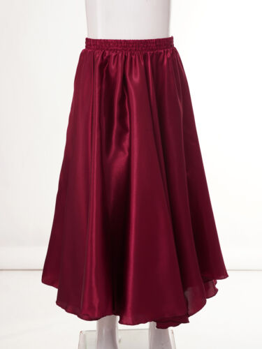 UK Girls Long Full Circle Shiny Dance Skirt Gypsy Latin Spanish Flamenco Skirts - Picture 45 of 77