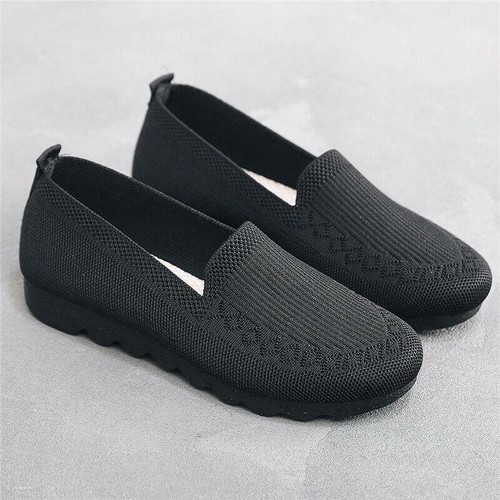 Damen gestrickte atmungsaktive Slipper Freizeit flache Halbschuhe Schuhe Mode Komfort - Bild 8 von 20
