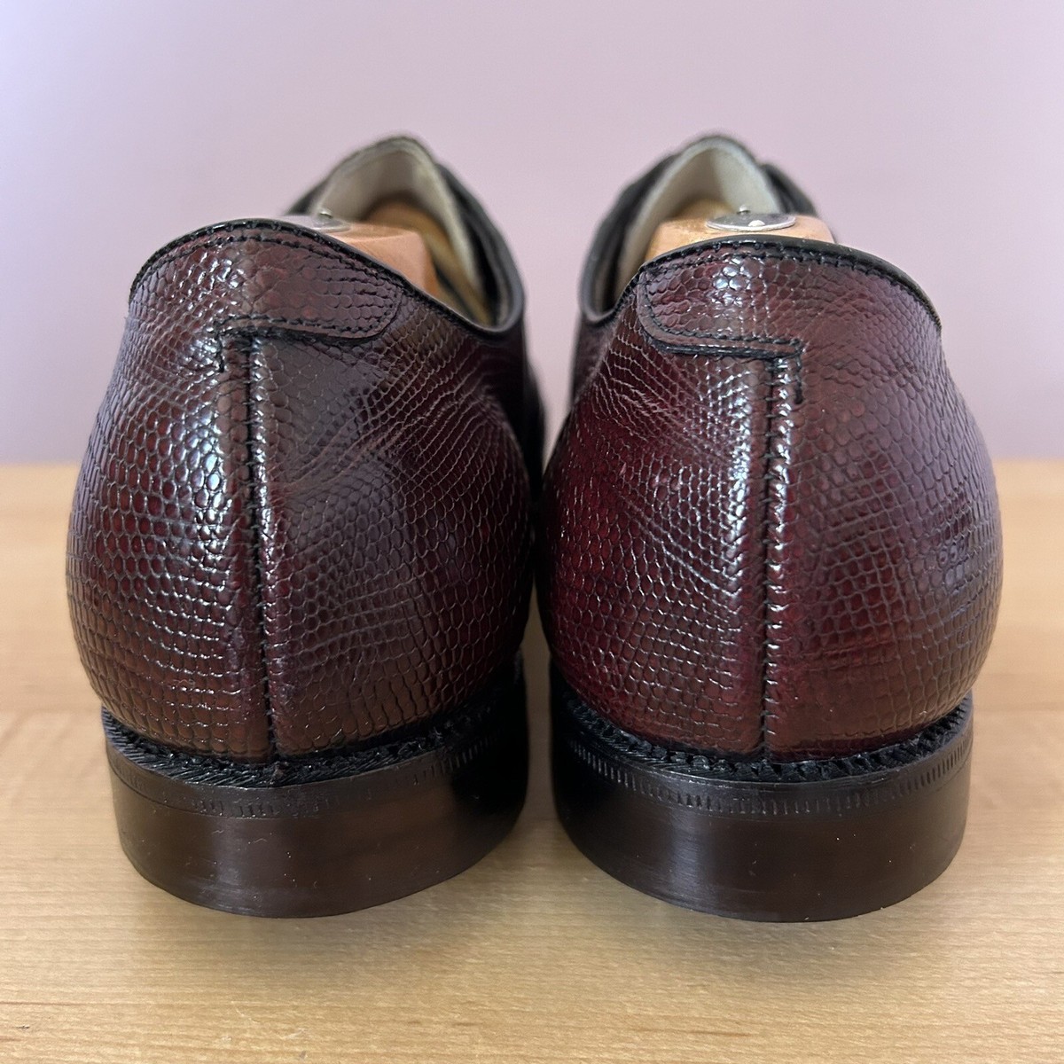 Footjoy Teju Loafers Shoes Leather Lizard Burgundy VTG Men\'s 9 C USA RARE VINTAGE 1970 main image 2