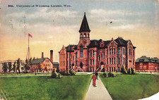 CAMPUS SCENE AT UNIVERSITY OF WYOMING POSTCARD LARAMIE WY WYOMING 1910