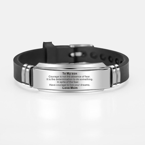 Personalized To My Son Men Bracelet Silicone Cuff Fathers Day Encouragement Gift - Picture 18 of 21