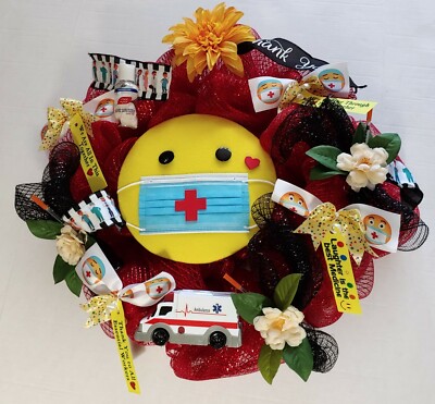 Thank You  Doctors Nurses Essential Healthcare Workers 24'' Deco Mesh Wreath New
