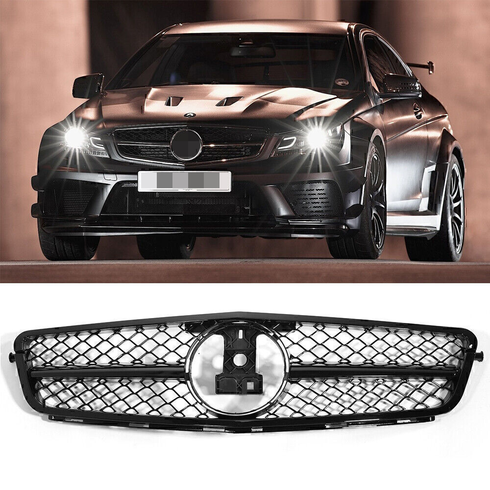 Grill Sport Kühlergrill für Mercedes W204 C204 S204 Glanz Schwarz C63 OPTIK NEU