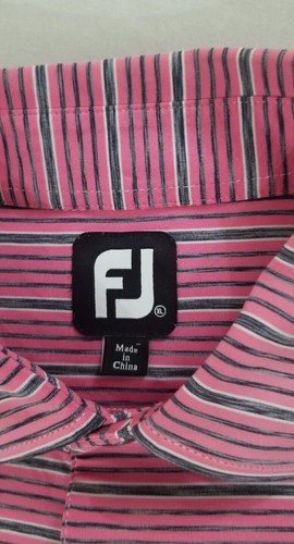 Footjoy Mens Pink Gray Striped Short Sleeve Golf Polo Shirt Size XL FJ - Picture 8 of 10