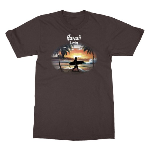 Hawaii Hawaiian Beach Palm Trees Surfboard Surfing Holiday Men's T-Shirt - Picture 8 of 16