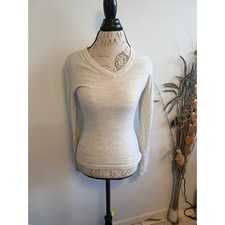 Vintage Nike Golf Women's Long Sleeve V Neck Merino Wool Blend Sweater Beige