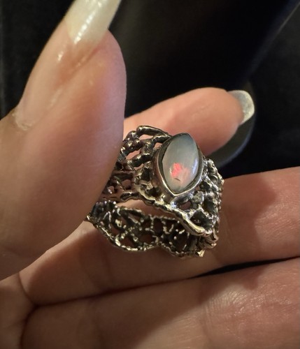 Sterling Silber natürlicher Opal Ring Größe 7,75" Neu - Bild 4 von 6