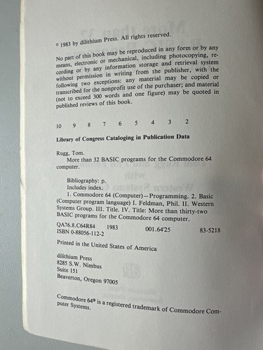 More Than 32 BASIC Programs for the Commodore 64 Computer - Book R. Feldman 1983 - Afbeelding 5 van 6