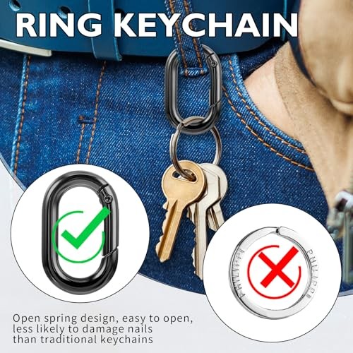 Small Carabiner,Black Carabiner,O-Ring Key Ring 1Inch - Foto 5 di 7