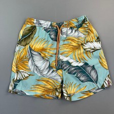 Tommy Bahama Relax Swim Trunks Mens Large Tropical Leaf Print Beach Drawstring