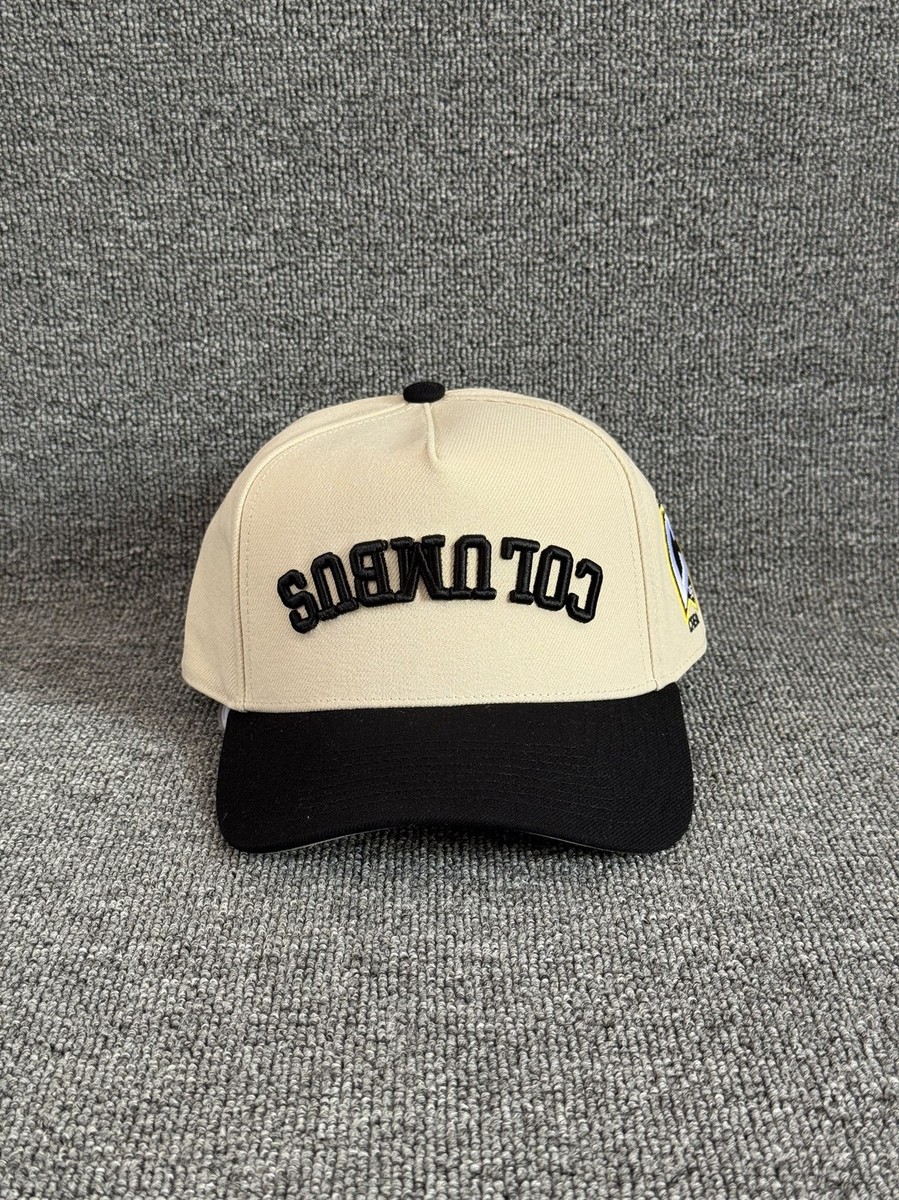Mitchell & Ness Columbus Crew Snapback Hat Cream Black Curved Brim