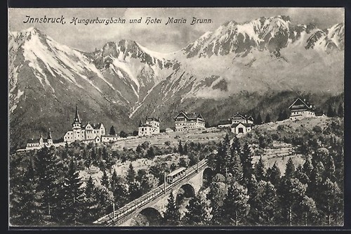 Ansichtskarte Innsbruck, Hungerburgbahn und Hotel Maria Brunn 1921