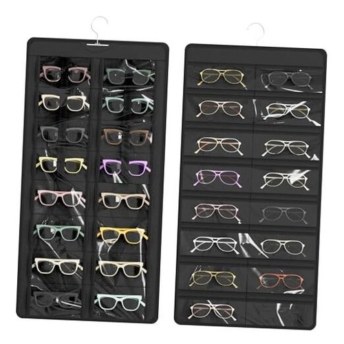 Hanging Sunglasses Organizer and Storage, Dual-Sided Sunglasses Case and Black