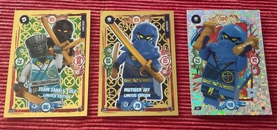 Drei Ninjago Karten Team Zane und Cole+Mutiger Jay+kostenlos dazu Mega Jay