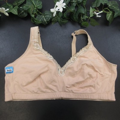 Catherines Intimates Women s Bra Nude 52DDD Cotton Blend Wireless Lace Trim