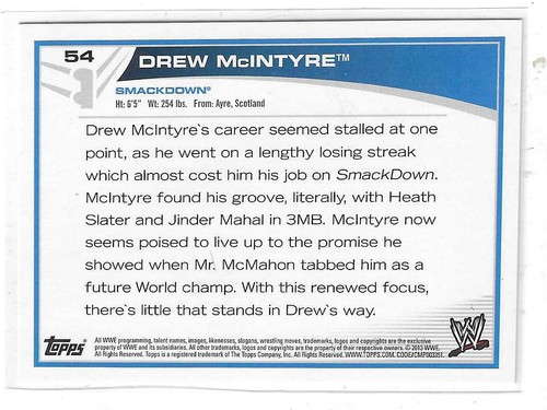 Drew McIntyre Topps 2013 WWE (0174) - Bild 2 von 2