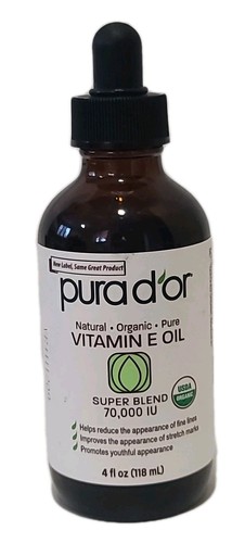 Pura d'OR 4 Unzen BIO Vitamin E Öl Mischung 70.000 IE - 100% natürlich Hexan frei - Bild 1 von 8