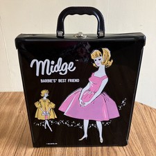 Vintage 1960s Black Midge Barbie Doll Case - 1963 Wardrobe - Mattel Trunk