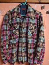 Vintage Arrow From Cluett Wool Plaid Flannel Button Shirt  Pointed Collar LARGE 