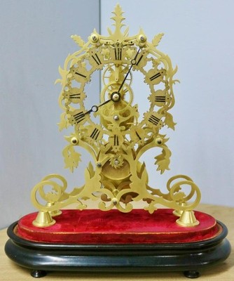 Atemberaubende antike englische 8 Tage Gothic Stil Einzelsicherung Tisch Skelett Uhr