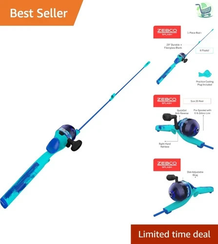 Splash Kids Fishing Combo: 29" Spincast Rod and Accessible Reel for Ages 3-5 - Picture 1 of 1