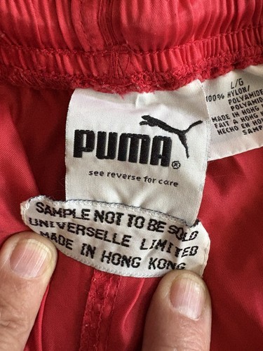 Vintage PUMA Satin Boxing Trunks White & Red SAMPLE TRUNKS Made In Hong Kong - Picture 3 of 5