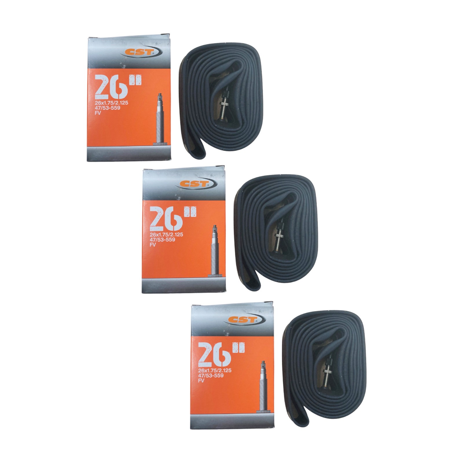 CST 26"" x 1.75-2.125 Mountain Bike Inner Tubes - 32mm Presta Valves (Set of 3)