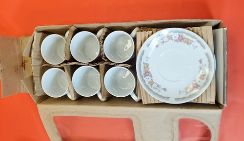 FINE PORCELAIN 12 PC, Espresso/Demitasse COFFEE & CUP SAUCER SET ,IMAGINATION . - Picture 7 of 14