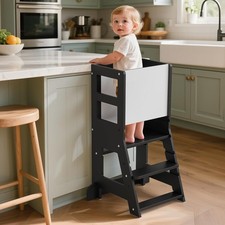 Kinder Lernturm mit Tafel, H&ouml;henverstellbar, Montessori-Lernstuhl, K&uuml;che und ...