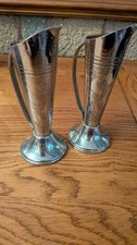 Antique Silver Chrome Bud Vases Pair