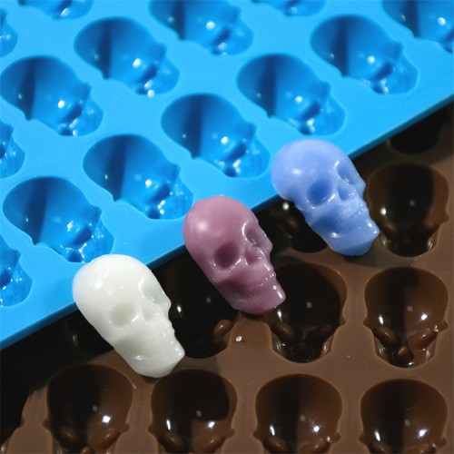 Gummy Skull Candy Mold Silicone 40 Cavity Non-Stick Skull Mold+Dropper - Picture 5 of 11
