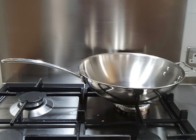 Brandneu CALPHALON Tri-Ply Edelstahl 12'' 30cm Wok Rühren Bratpfanne