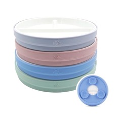 Kids 6.7  Porcelain Divided Plates with Silicone Suction Sleeves  Suitable f...