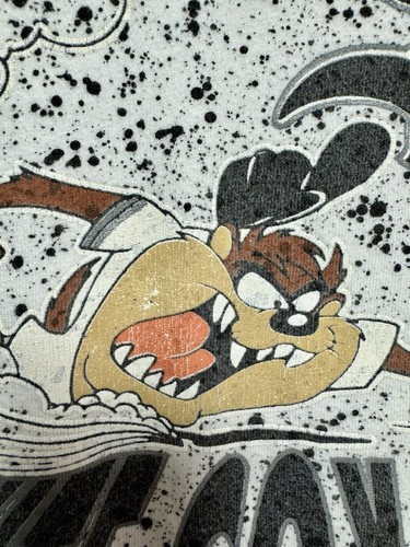 VTG Chicago White Sox Looney Tunes Taz Devil Artex AOP Graphic T-shirt 90s Sz L - Picture 6 of 15