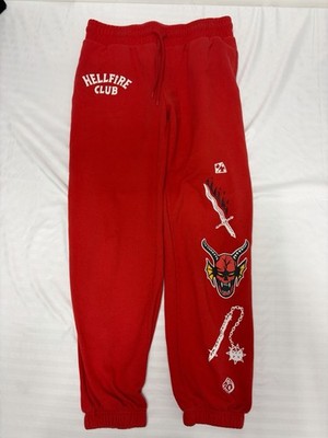 Stranger Things Hellfire Club Sweatpants Joggers Red Men s Size Medium Pants